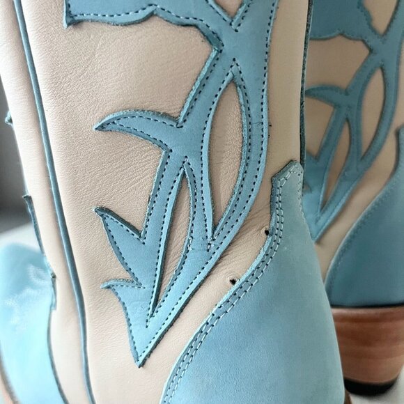 Lane JOLENE Womens Cowboy Boots 6 Blueberry Buttermilk Leather 15" Tall Western - Picture 6 of 13